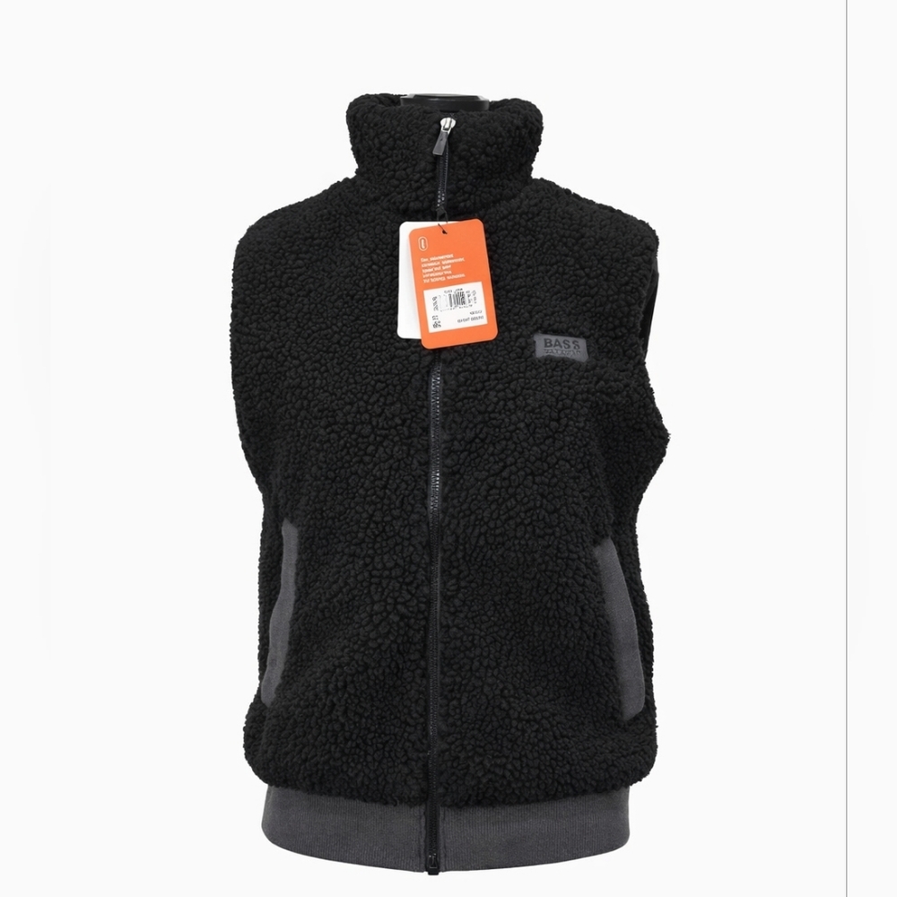 NWT Bass Outdoor Sherpa Fleece Vest Black, Size: XS